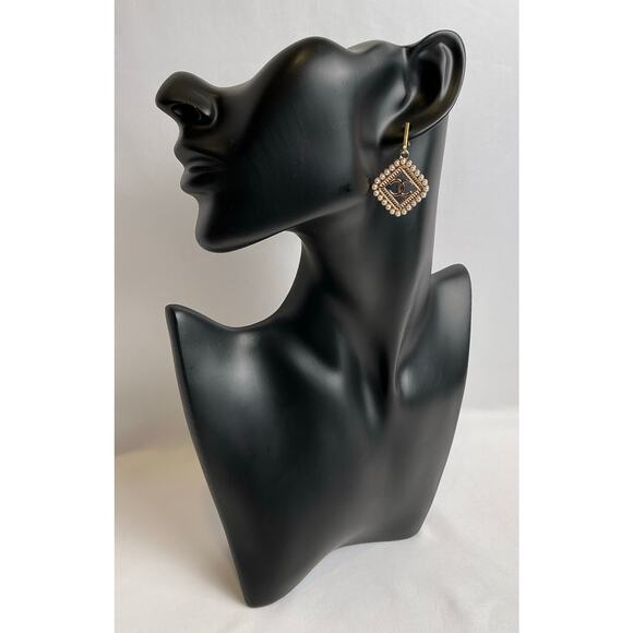 Chanel Pearl Gold Rectangle Posts Dangle Earrings - Picture 2 of 8